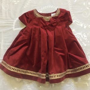 NWT Red Velvet & Gold Lace Holiday Dress